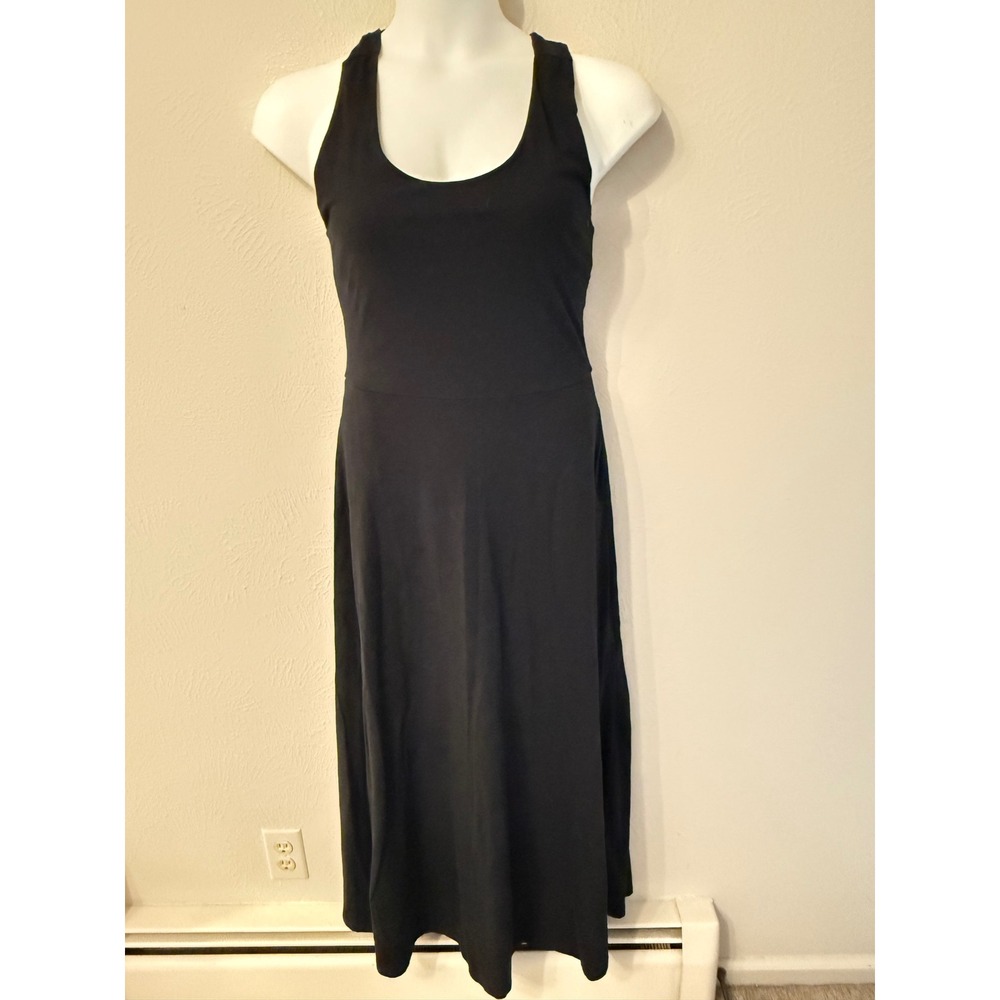 Pact Black Organic Cotton Criss Cross Back Midi Dress with Pockets Large